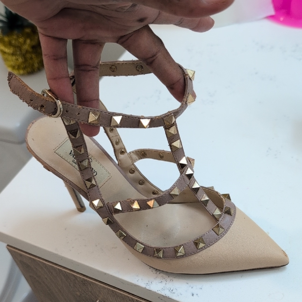 Valentino Garavani Beige Studded Heels
